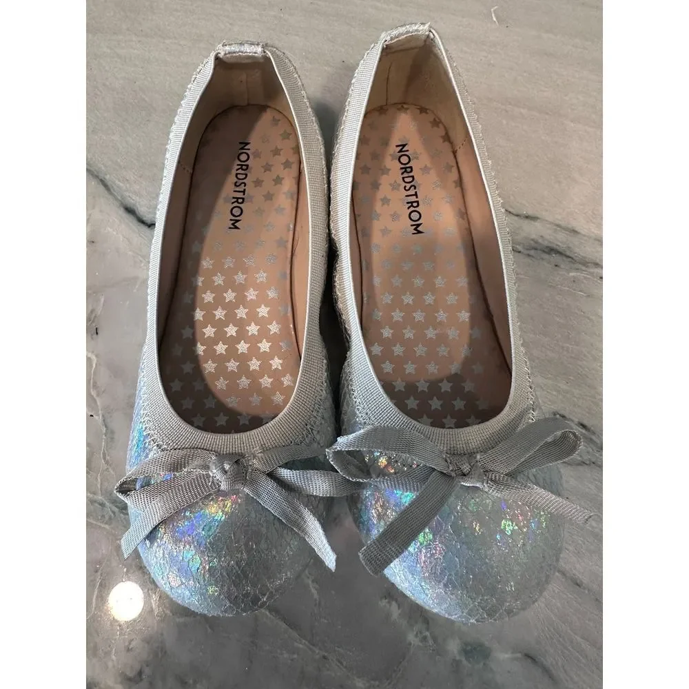 Silver mermaid‎ sparkly girls Nordstrom ballet flats sz 13